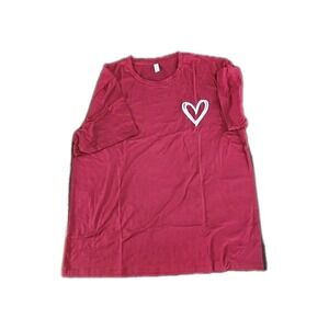Burgundy Simple WHITE Heart Tee Women's Size XXL #53